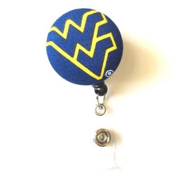 Cute Retractable ID BADGE Reel Holder, Lanyard made with West Virginia Fabric