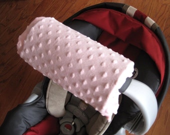 Car Seat ARM PAD Handle Wrap, Arm Pad Cushion, Reversible- Light Pink Minky, Infant Carrier, Cute Baby Gift, Arm Pad Handle, Girl Arm Pad