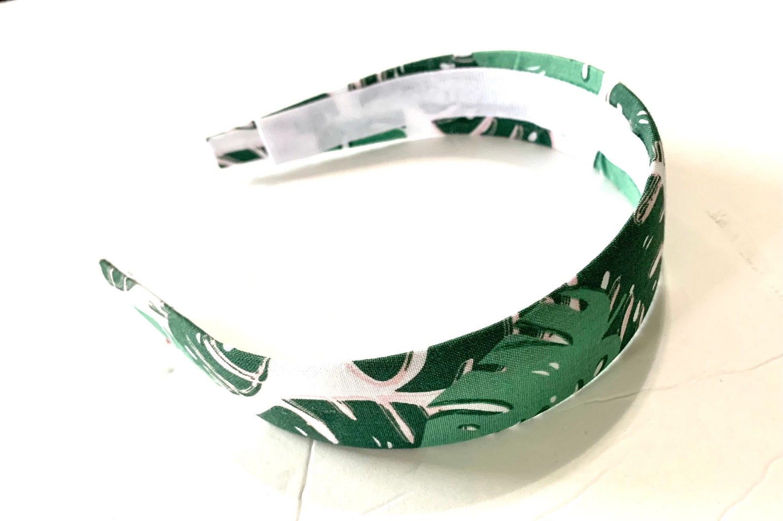 Fabric Covered Headbands Green Palm Leaf Leaves Girls Headband Etsy