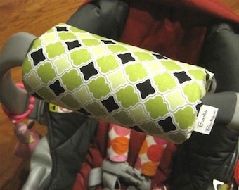 Car Seat ARM PAD Handle Wrap, Arm Cushion- Green Black Baby Shower Gift, Infant Carrier, Cute Baby Gift, Arm Pad Cushion, Boy or Girl