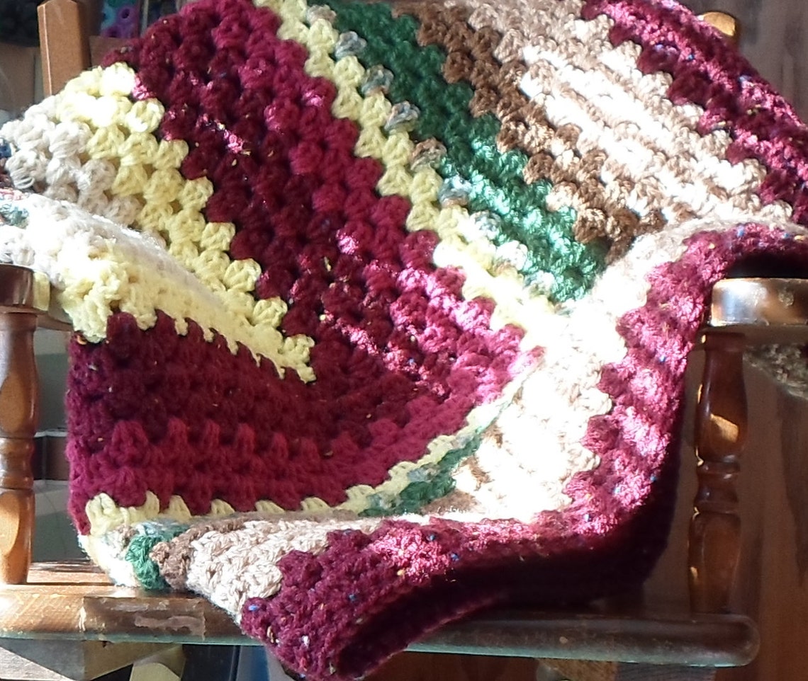 Handmade Baby Blanket/wheelchair Afghan Crocheted Burgundy & Etsy