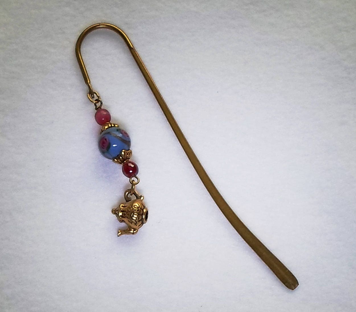 Hand Made Beaded Bookmark Shepherds Hook with Teapot Charm and Etsy