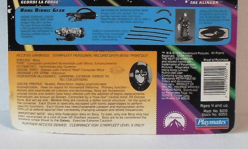 Vintage Star Trek The Next Generation Borg 1992 Playmates Toys Unopened Package