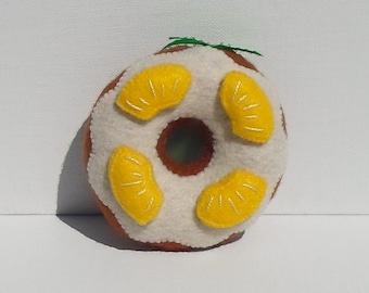 Handmade Holiday Felt Tropical Pineapple Doughnut Ornament