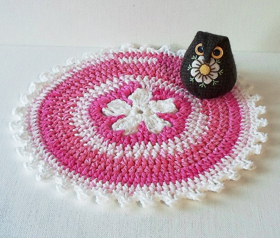 Handmade Cottage Style Table Topper Cotton Yarn Crocheted Doily