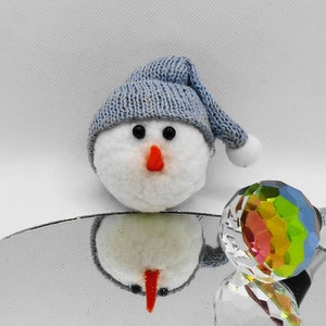 Vintage Christmas Snowman Ornament with Blue Stocking Cap