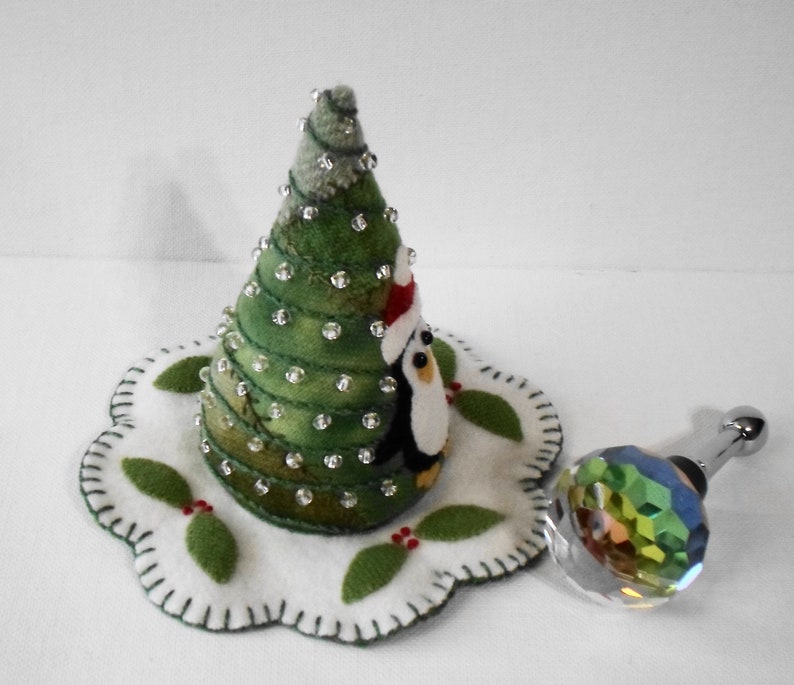 Handmade Penguin Christmas Tree With Skirt Pincushion Felted Etsy