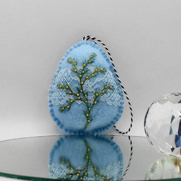 Hand Made Easter Felt Blue Egg Hanging Ornament Bowl Filler