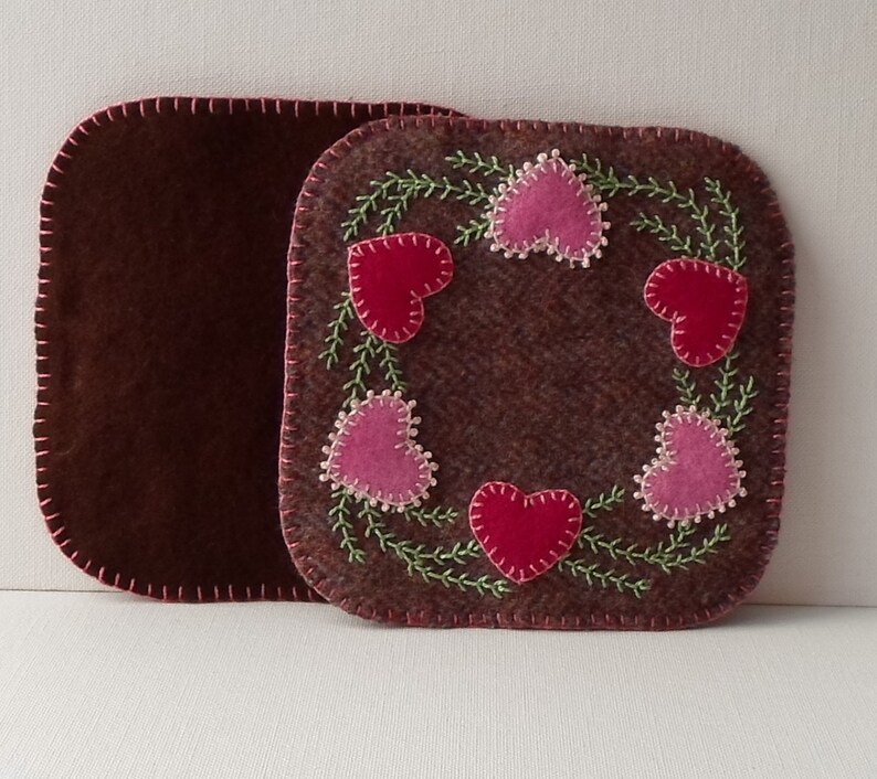 Handmade Valentines Felted Wool Mug Mats Etsy