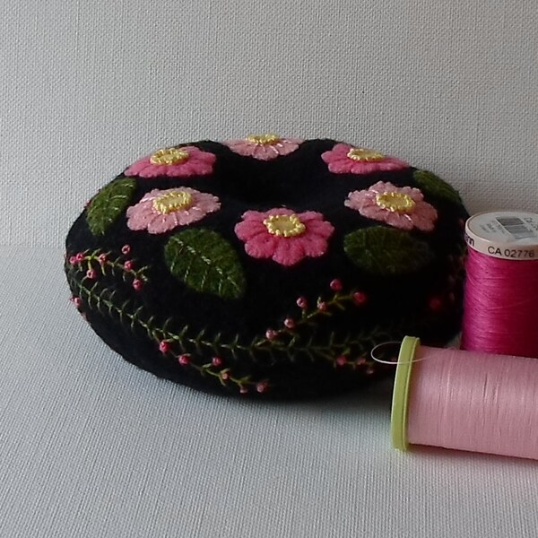 Handmade Felted Wool Pink Nosegay Pin Cushion