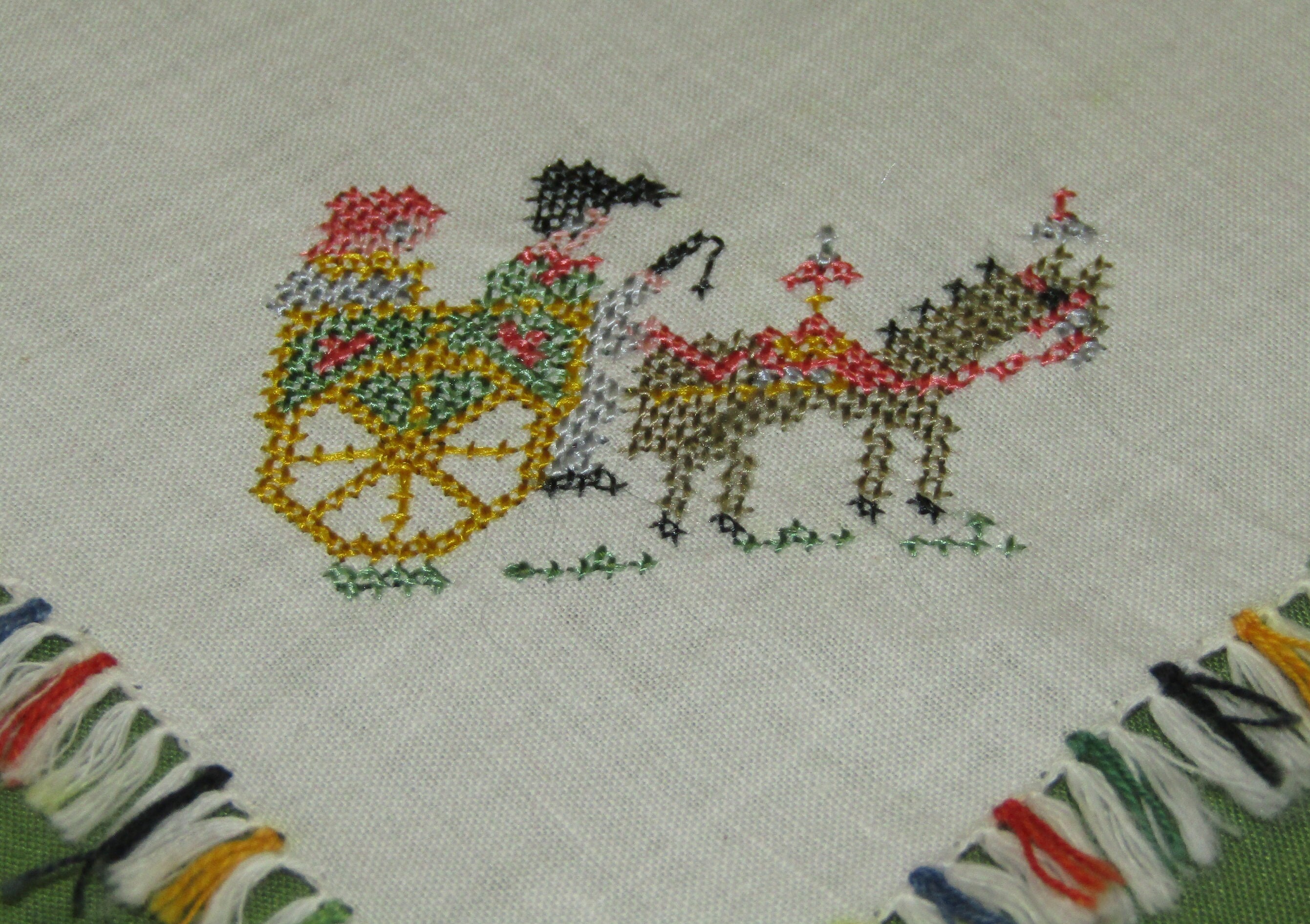 Vintage Linen Cocktail Equestrian Cloth napkins Set of Six