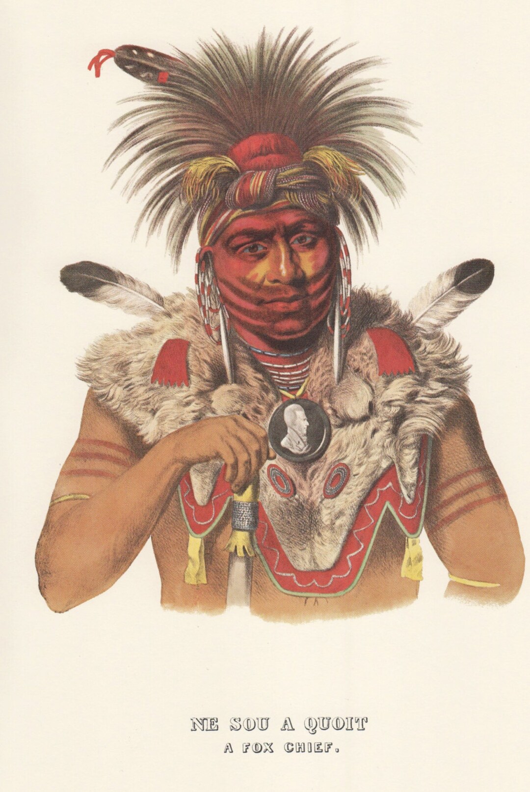 Ne Sou A Quoit Vintage Native American Indian Chief Print
