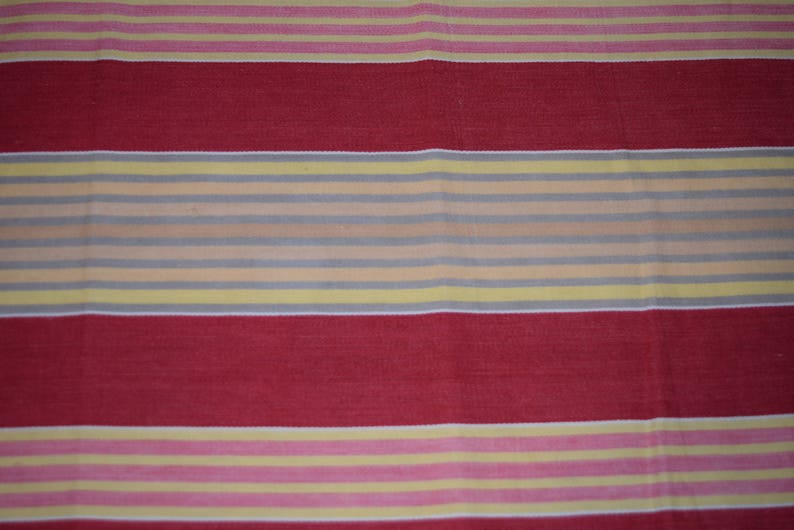Bundle of Vintage French Ticking Fabric For Small Projects Crafts Reds with Yellows and Golds Bundle of 4 Pieces Bun29 RedsYellows 4P
