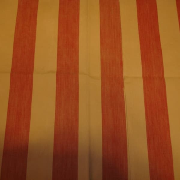Vintage  1920's  French Ticking/Upholstery Fabric Soft Creamy Off-White and Pink Stripes 28" by 16" 1AGB1038