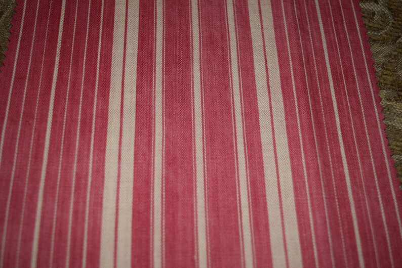 Bundle of Vintage French Ticking Fabric For Small Projects Crafts Reds with Yellows and Golds Bundle of 4 Pieces Bun29 RedsYellows 4P