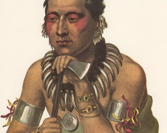 洋書 Indigenous Peoples Young Ma-has-kah, Chief of the Ioways Vintage Native