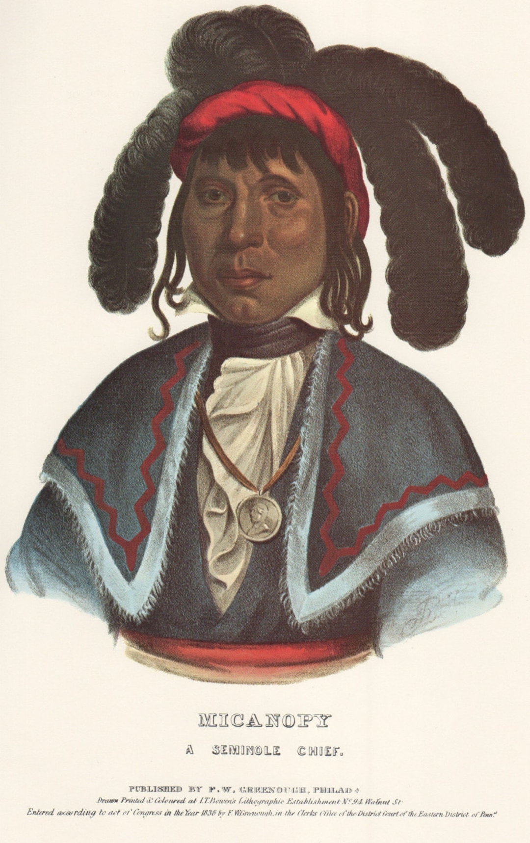 Micanopy, Head Chief, A Seminole Vintage Native American Indian Print