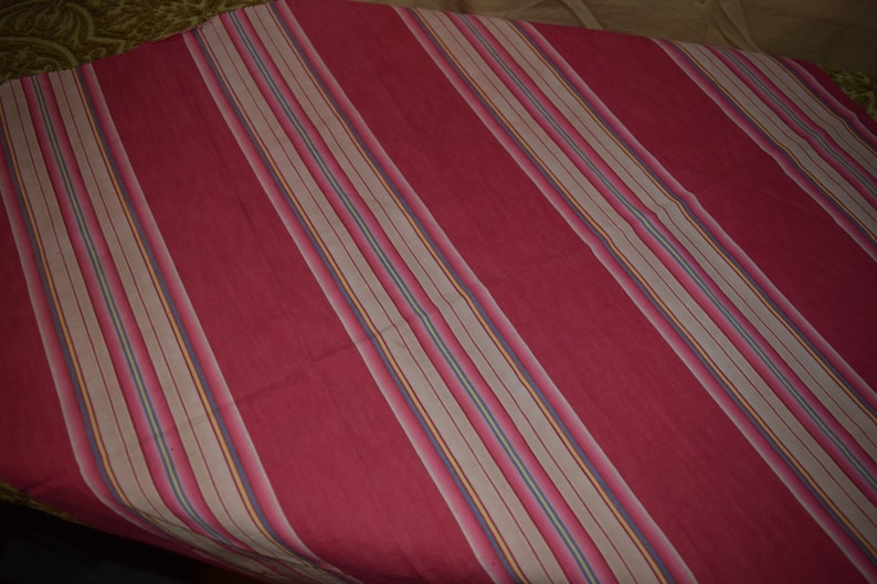 29 x 29 MPY8 427 A B Vintage 1920/'s French TickingUpholstery Fabric 2 Pieces in Stripes of Red Pinks Tans Blue and Yellow 11 x 30