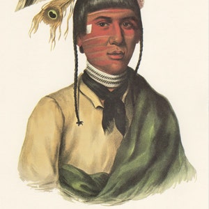 May include: A portrait of No-Tin, a Chippewa Chief, wearing a traditional feathered headdress, a green shawl, and a black neck scarf. The portrait is titled "No-Tin, A Chippewa Chief" and is credited to Daniel Rice & James B. Clark, Philadelphia.