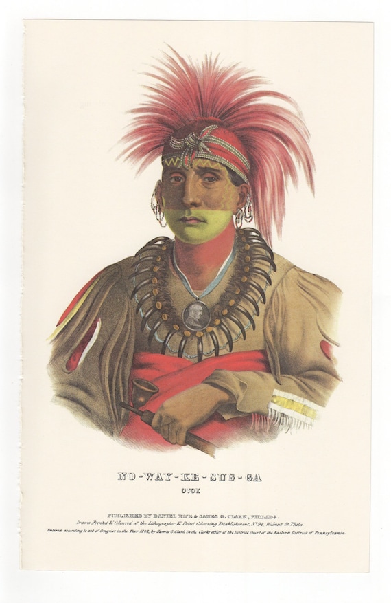 No-way-ke-sug,ga, Otoe Vintage Native American Indian Print