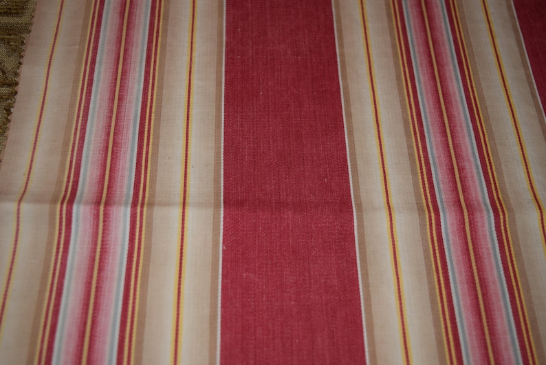 Bundle of Vintage French Ticking Fabric For Small Projects Crafts Reds with Yellows and Golds Bundle of 4 Pieces Bun29 RedsYellows 4P