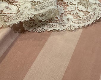 Antique 1920's French Ticking/Upholstery Fabric  in Stripes of Soft Faded Tone on Tone Beiges or Tans  40" by 21" MPY8 418B"