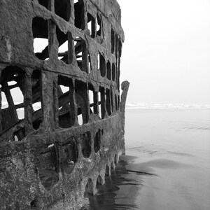 Beached Ship Wreck 2 Fine Art Photograph, Wall Art, Shipwreck Image, Oregon Coast Photo, Oregon Landmark, Gift, Rusted Boat Bones Image