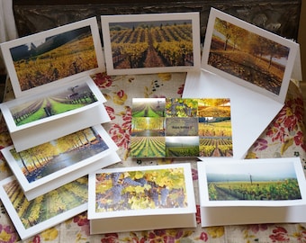 Greeting Cards "Napa Valley 3" Handmade Set of 8, Wine Country Vineyard Photo Cards, Blank Inside and Cards Come with Envelopes, Send Love