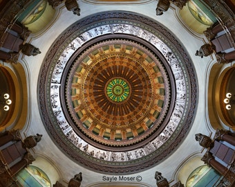 Illinois State Capitol Dome Ceiling Fine Art Photograph, Wall Art, Architecture Print, Springfield Illinois Image, Illinois Capitol Rotunda