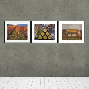 Napa Valley Vineyard 2 Photo Set, Fine Art Photography, Wall Art, Wine Barrels, Photo Gift, Wine Country Images, Set of Three, Vineyards