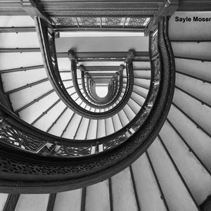 The Rookery Staircase 2 Black and White Fine Art Photograph, Wall Art, Home Decor, Chicago Image, Gift, Staircase Print, Building Photograph