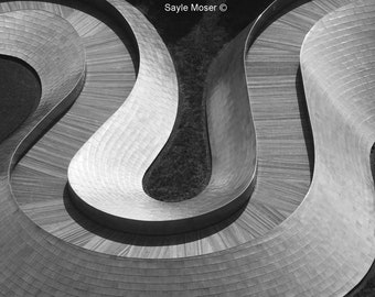 Chicago BP Pedestrian Bridge at Maggie Daley Park Black and White Fine Art Photograph, Wall Art, Architecture Print, Chicago Photography
