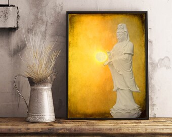 Quan Yin Statue Fine Art Photograph, Spa Decor, Spiritual Wall Art, Photo Gift, Compassion, Meditation Photograph, Healing Photography