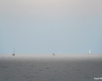 Lake Michigan 48 Fine Art Photograph, Wall Art, Room Decor, Magic Hour Image, Photo Gift, Water Print, Sailboat Photography, Sailing Boats