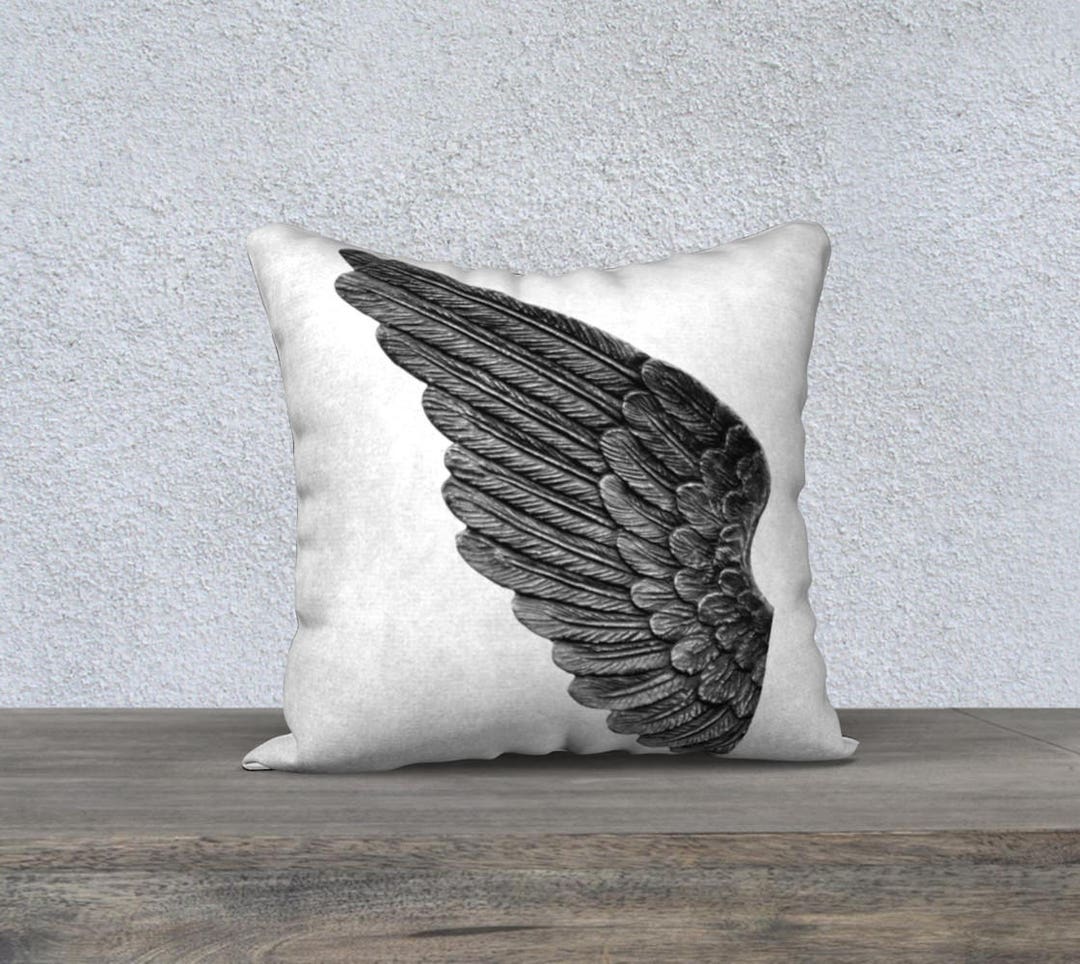 Angel Wing Left Canvas Throw Pillow Cover 18 x 18, Home Decor, Angel