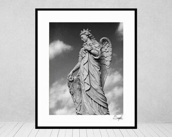 Angel Queen Statue 2 Fine Art Photograph, Guardian Angel Photo, St. Louis Angel Statue Photo, Angel Wings Wall Art, Bellefontaine Cemetery