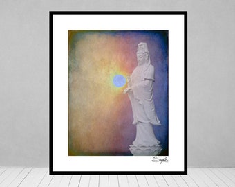 Quan Yin Color Statue Fine Art Photograph, Wall Art, Spa Decor, Spiritual Image, Gift, Compassion Print, Meditation Photograph, Healing Art