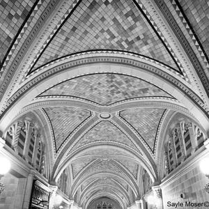 The Monroe Building Lobby Ceiling Black and White Fine Art Photograph, Wall Art, Room Decor, Chicago Michigan Ave Image, Architecture Photo