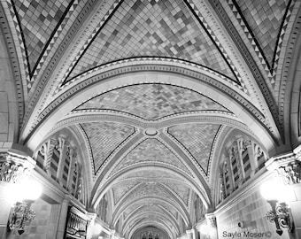 The Monroe Building Lobby Ceiling Black and White Fine Art Photograph, Wall Art, Room Decor, Chicago Michigan Ave Image, Architecture Photo
