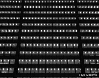 Chicago Skyscraper 7 Fine Art Photograph, Wall Art, Room Decor, Architecture Print, High Contrast Image, Building Lights at Night, Symmetry
