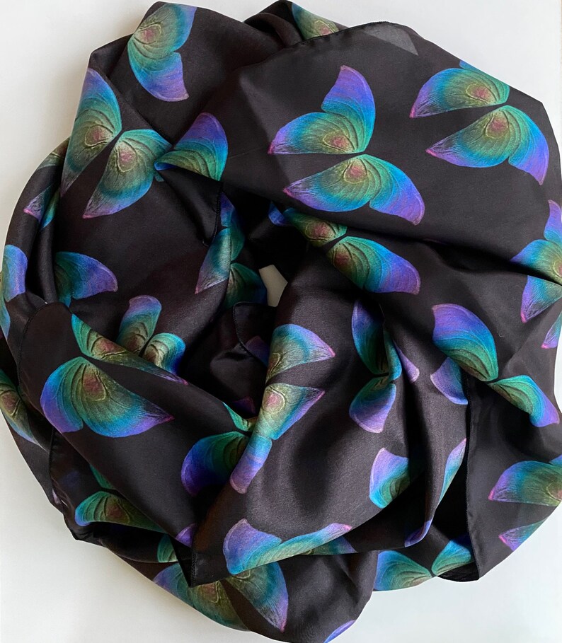 Butterfly Wing Scarf Silk Modal 50x50 Inches, Women's Accessories, Holiday Gift image 1