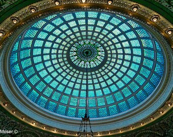 Chicago Cultural Center Tiffany Dome Ceiling 2 Fine Art Photograph, Wall Art, Room Decor, Tiffany Glass Image, Dome Print, Chicago Image