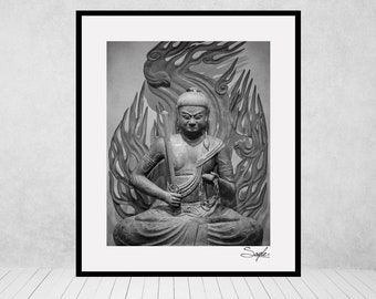 Fudo Myo-o Immovable One Fine Art Photograph, Wall Art, Gift, Deity of Protection, Ancient Japanese Buddhism Statue, Remover of Bad Luck