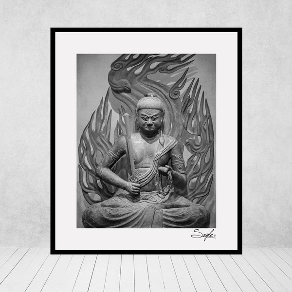 Fudo Myo-o Immovable One Fine Art Photograph, Wall Art, Gift, Deity of Protection, Ancient Japanese Buddhism Statue, Remover of Bad Luck