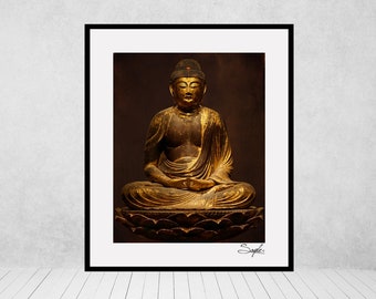 Sitting Buddha 3 Fine Art Photograph, Wall Art, Room Decor, Gift, Hand Mudra Image, Amitabha Buddha Statue, Meditation Room, Yoga Studio Art