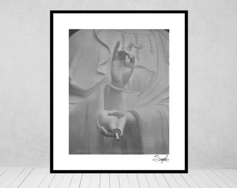 Quan Yin Hands Statue Fine Art Photograph, Wall Art, Spa Decor, Spiritual Image, Gift, Hand Mudra Photo, Meditation Photograph, Healing Art