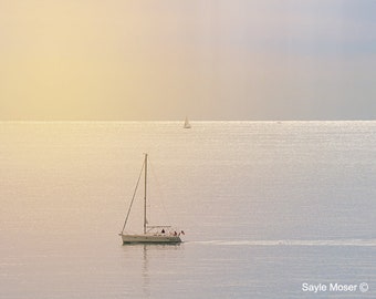 Lake Michigan 44 Fine Art Photograph, Wall Art, Room Decor, Magic Hour Image, Photo Gift, Water Print, Sailboat Photography, Sailing Boats