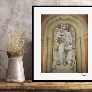 Guardian Angel of Children Fine Art Photograph, Wall Art, Angel Statue Wall Art, Chicago Image, Mother Angel Photo, Children with Angel