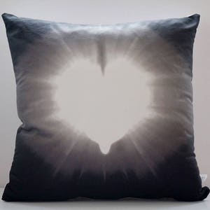 Heart Rays Double Sided Black and White Matte Velvet Throw Pillow Cover 20 x 20, Home Decor, Heart Pillow, Square Pillow Case, Accent Pillow