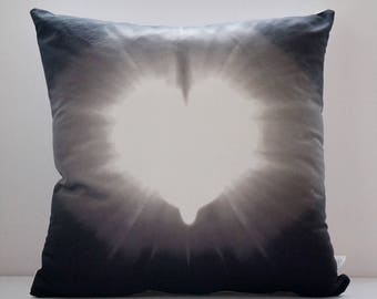 Heart Rays Double Sided Black and White Matte Velvet Throw Pillow Cover 20 x 20, Home Decor, Heart Pillow, Square Pillow Case, Accent Pillow